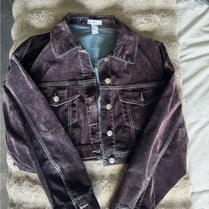 Forever 21 Purple Jean Jacket Cropped Corduroy